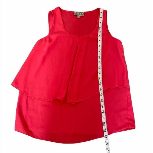 LAURA Petites Coral Light Layered Sleeveless Top 2 - Picture 6 of 7